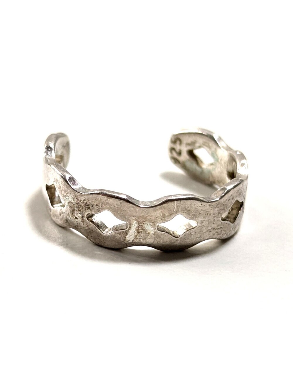 Sterling Silver 925 - Diamond Shaped Holes Unisex Wind Spiral Ring Size 2.5 1.3g
